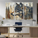 Rustic Wolf Wall Art Canvas Print – Vintage Woodland