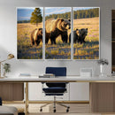 Grizzly Bear Family Wall Art Canvas Print – Majestic