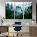 Misty Forest Wall Art Canvas Print – Framed Foggy Mountain