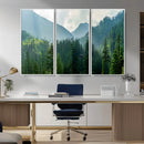 Misty Forest Mountain Wall Art Canvas Print – Framed Serene