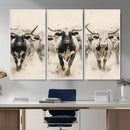 Texas Longhorn Wall Art – Framed Cattle Walking Canvas by MyGreatCanvas | Canvas Wall Art Prints | Photo Prints & Wall Decor