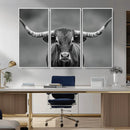 Texas Longhorn Wall Art Canvas Print – Framed Western Bull