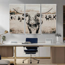 Texas Longhorn Wall Art Canvas Print – Framed Speckled Bull