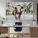 Texas Longhorn Wall Art Canvas Print – Framed Spotted Bull
