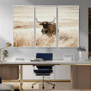 Texas Longhorn Wall Art Canvas Print – Framed Brown Horned