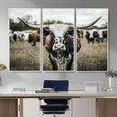 Texas Longhorn Wall Art – Framed Speckled Cow Canvas by MyGreatCanvas | Canvas Wall Art Prints | Photo Prints & Wall Decor