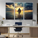 Jesus Walks Wall Art Canvas Print Framed Divine Sunset Art