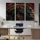Dark Wood Ring Wall Art Canvas Print – Framed Abstract Tree
