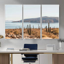 Desert Lake Wall Art – Framed Cactus Mountain Canvas by MyGreatCanvas | Canvas Wall Art Prints | Photo Prints & Wall Decor