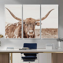 Longhorn Cow Wall Art Canvas Print – Framed Texas Ranch