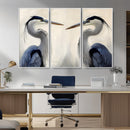 Blue Heron Pair Wall Art Canvas Print – Framed Coastal Bird