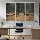 Deer Wall Art Canvas Print – Framed Rustic Wildlife Stags