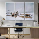 Bison Wildlife Wall Art Canvas Print – Framed Snowy Prairie