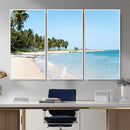 Palm Tree Coast Wall Art Canvas Print – Framed Island Getaway with Crystal Blue Water Scenic Artwork for Home, Office by MyGreatCanvas | Canvas Wall Art Prints | Photo Prints & Wall Decor