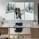 Moose Snow Wall Art Canvas Print – Framed Winter Wildlife