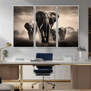 Elephant Family Wall Art Canvas Print, Framed Elephant Wall
