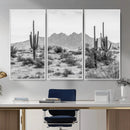 Black White Arizona Desert Canvas Wall Art Cactus Farmhouse