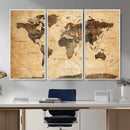 Push Pin World Map Canvas Print – Travel Tracker Wall Art