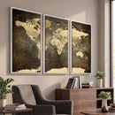 Large Framed Vintage World Map Wall Art Print for Home Wall
