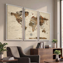 World Map Canvas Print – Framed Detailed Map of the World