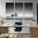 Elephand and Zebra Wall Art Canvas Print, Modern Artwork