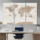 Framed Large World Map Canvas Print for Office Decor by MyGreatCanvas | Canvas Wall Art Prints | Photo Prints & Wall Decor