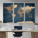 Navy Blue World Map Canvas Print – Framed Travel Map Wall by MyGreatCanvas | Canvas Wall Art Prints | Photo Prints & Wall Decor