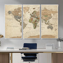 Framed World Map Wall Art for Home and Office Decor