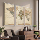 Framed World Map Wall Art for Home and Office Decor