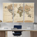 Framed World Map Wall Art for Home and Office Decor