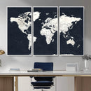 Black World Map Wall Art Canvas Print for Home Office and by MyGreatCanvas | Canvas Wall Art Prints | Photo Prints & Wall Decor