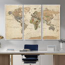 Vintage World Map Canvas Wall Art - Rustic Grunge Texture by MyGreatCanvas | Canvas Wall Art Prints | Photo Prints & Wall Decor