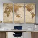 Vintage Detailed World Map Wall Art Canvas Print – Antique