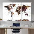 Rustic World Map Wall Art Canvas Print | Large World Map on