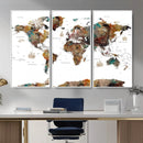 Watercolor World Map Canvas Print – Detailed Map of the
