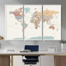 Pastel Colors World Map Wall Art Canvas Print by MyGreatCanvas | Canvas Wall Art Prints | Photo Prints & Wall Decor