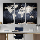 Vintage World Map Canvas Wall Art – Antique Triptych Map