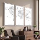 World Map Canvas Print – Framed Modern Detailed Map of the
