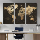 Framed World Map with Pin Canvas Print – Detailed World Map by MyGreatCanvas | Canvas Wall Art Prints | Photo Prints & Wall Decor