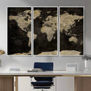 Push Pin World Map Canvas Wall Art Print, Interactive Travel