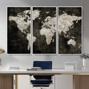 Vintage World Map Wall Art Canvas Print – Framed Large Map