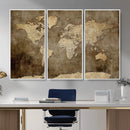 Dark Vintage World Map Canvas Wall Art Print, Antique Map