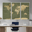 Large World Map Canvas Wall Art Print for Study Room Decor -