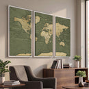 Large World Map Canvas Wall Art Print for Study Room Decor -