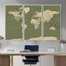Vintage World Map Canvas Wall Art Print, Classic Global Map