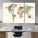 Framed World Map Wall Art Canvas Print for Living Room and by MyGreatCanvas | Canvas Wall Art Prints | Photo Prints & Wall Decor