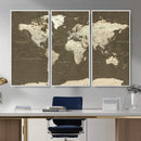 Vintage World Map Canvas Print – Framed Travel Map Wall Art