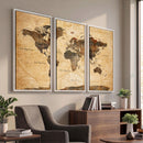Navy Blue and Gold World Map Canvas Print – Framed Luxury