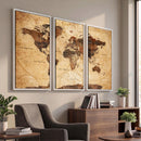 Modern Red and Gray World Map Canvas Print – Framed Wall Art