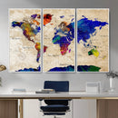 Colorful World Map Canvas Wall Art – Abstract Watercolor Map by MyGreatCanvas | Canvas Wall Art Prints | Photo Prints & Wall Decor
